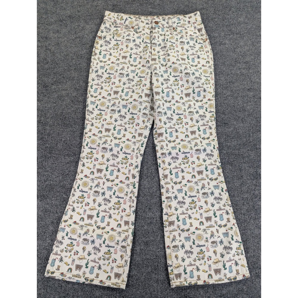 Wrangler Cream Flare Jeans with Multi-Color Print